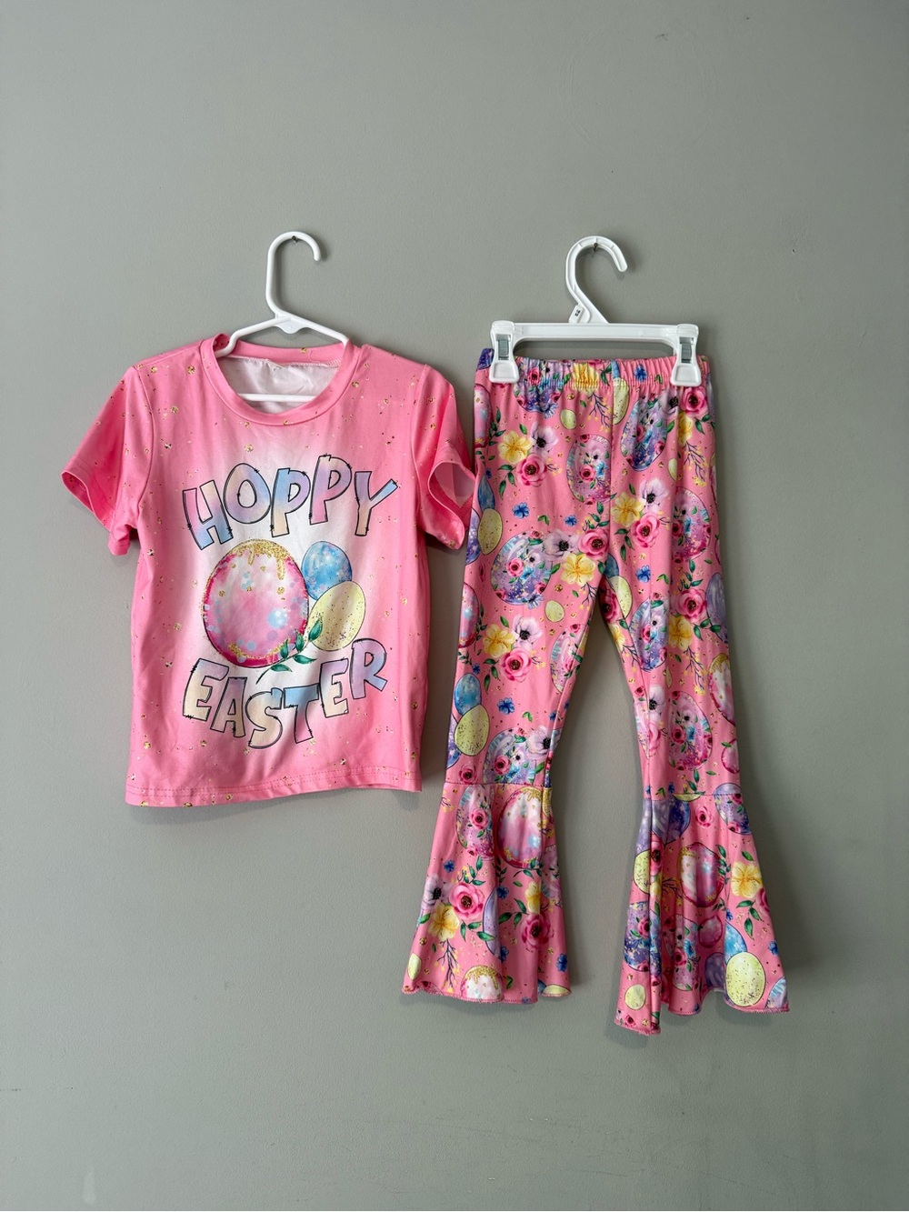 Boutique ‘Hoppy Easter’ Matching Set Top and Bell Bottom Pants
